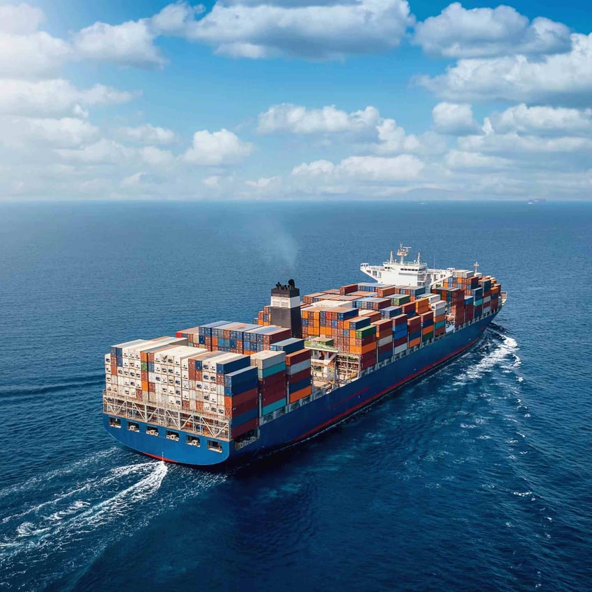 trade ship sailing in an empty sea