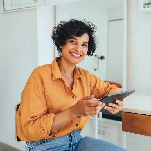 Mature student studying online