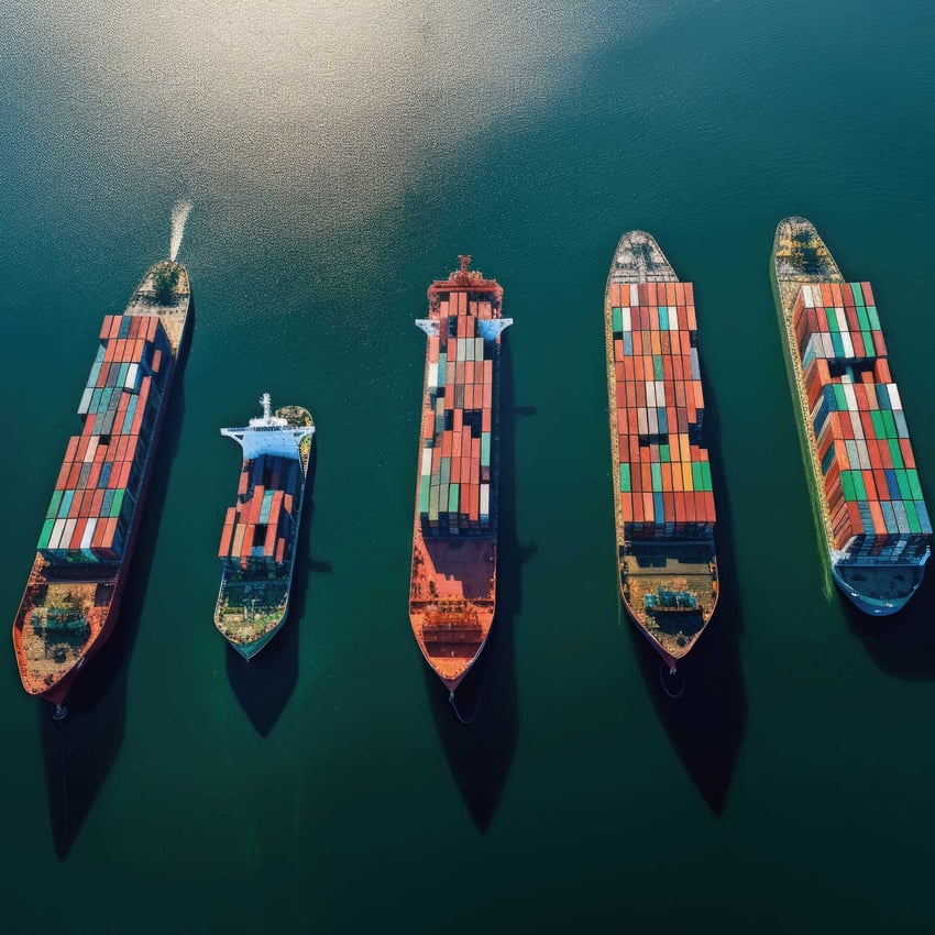 a fleet of ships carrying cargo